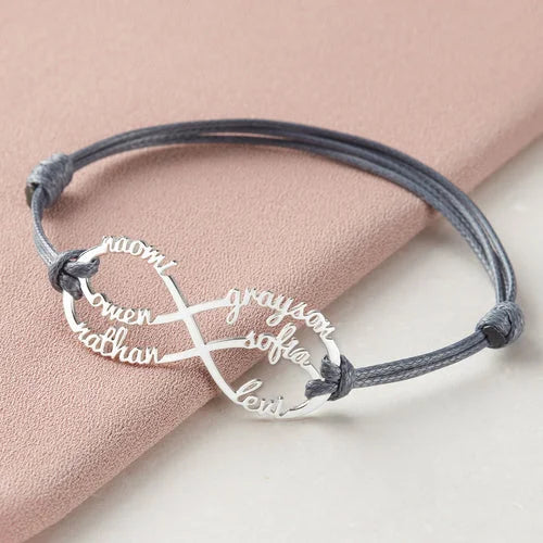 Bracelet Maman Avec Noms D'Enfants, Bracelet Infini Avec Noms, Bijou Pour Maman